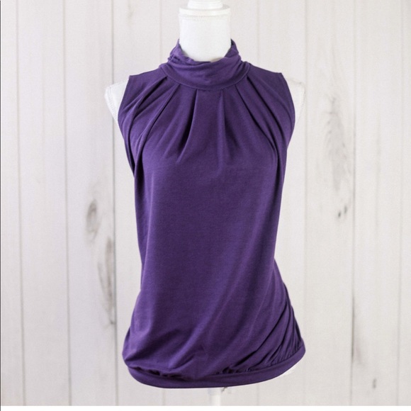The Sawyer Top- purple mock neck sleeveless top - Picture 2 of 7